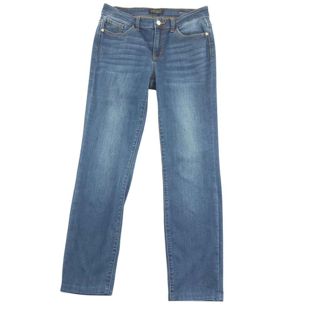 Judy Blue Jeans Womens 9/29 Blue Medium Wash Mid Rise Straight Fit Stretch Denim